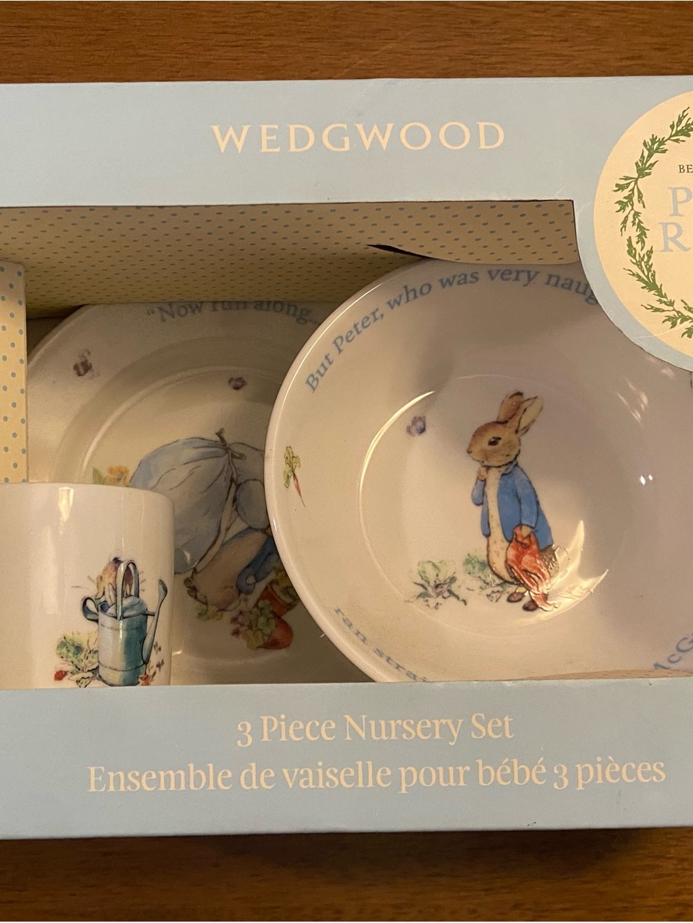 Wedgwood Peter Rabbit Nursery Dinnerware Set in Light Blue and White